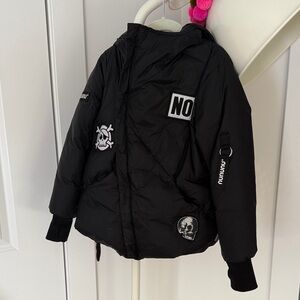 Nununu Black Kids Jacket with Skull Patches